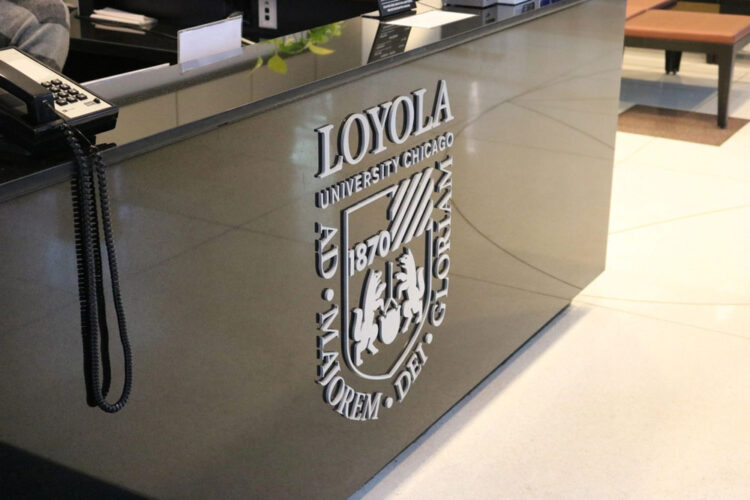 Loyola University raised logo lettering