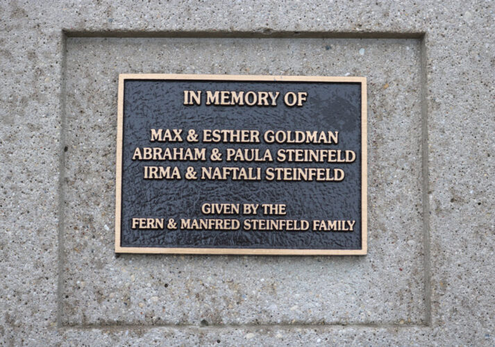 Dedication Plaque: In Memory of Goldmans, Steinfelds and Steinfelds