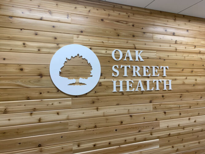 Oak Street Health dimensional lettering and logos